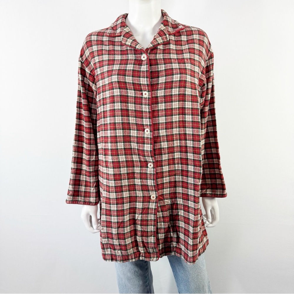 Vintage Ralph Lauren Red Plaid Flannel Pajama Shirt Top Size M Casual Western